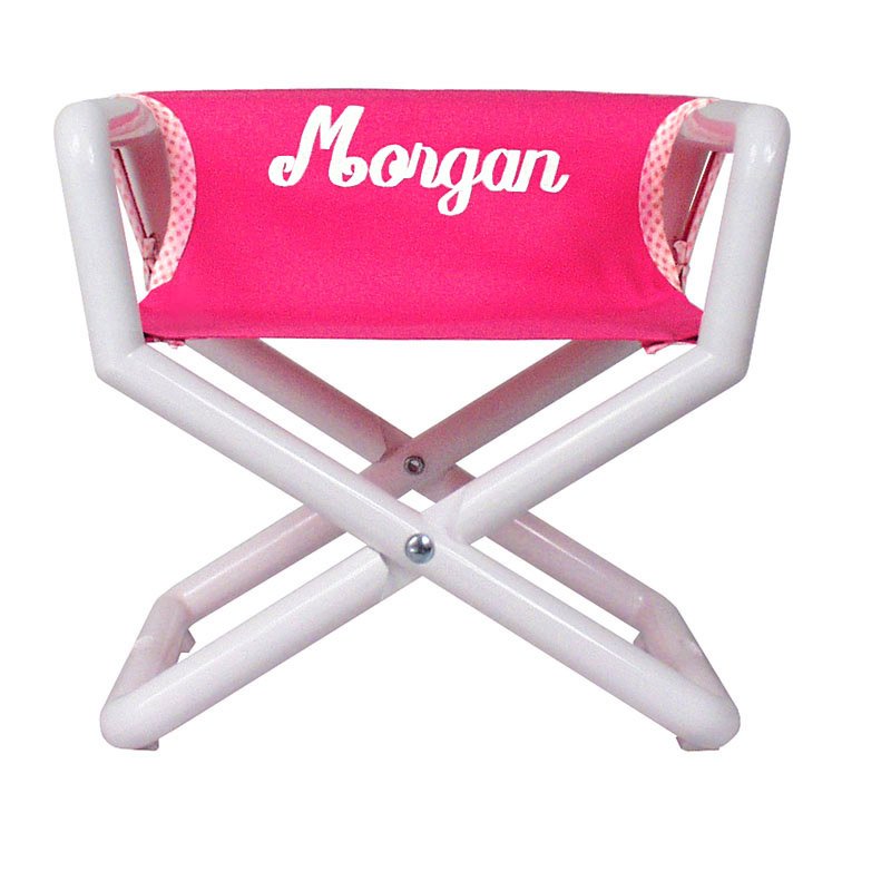 Embroidered  Pink Canvas Director Chair