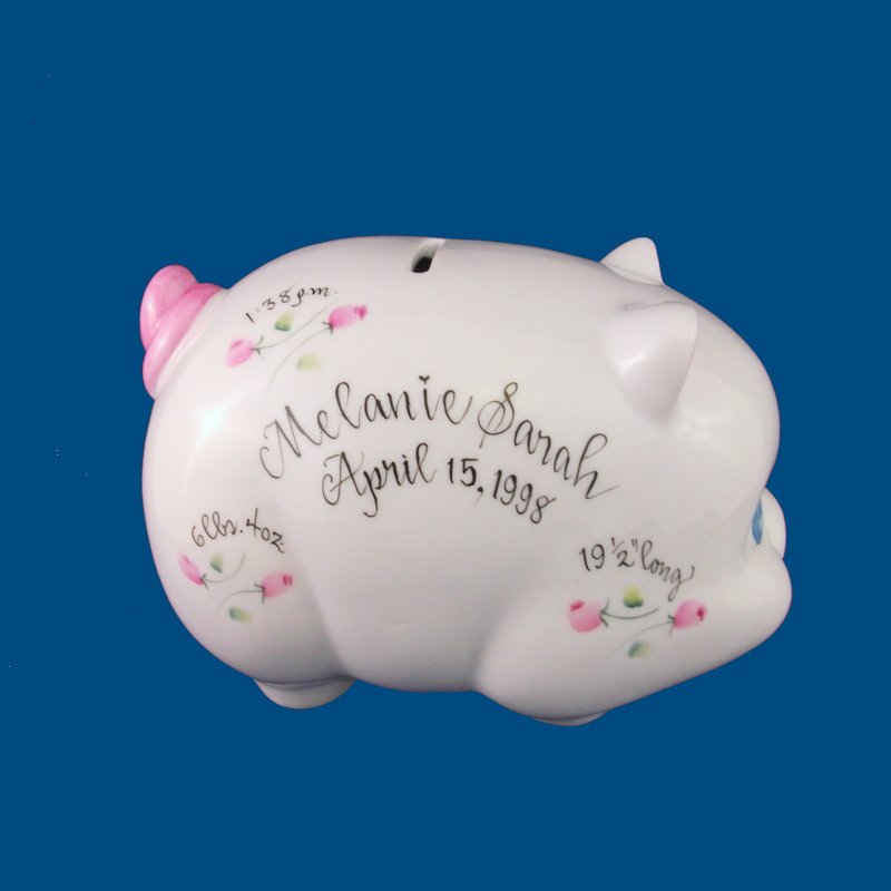 Piggy Bank with Rosebuds
