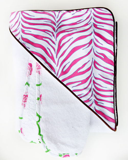 Embroidered Boutique Zebra Hooded Towel Set