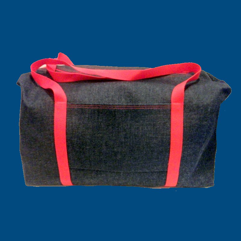 Embroidered  Large  Denim Duffle Bag (Red)
