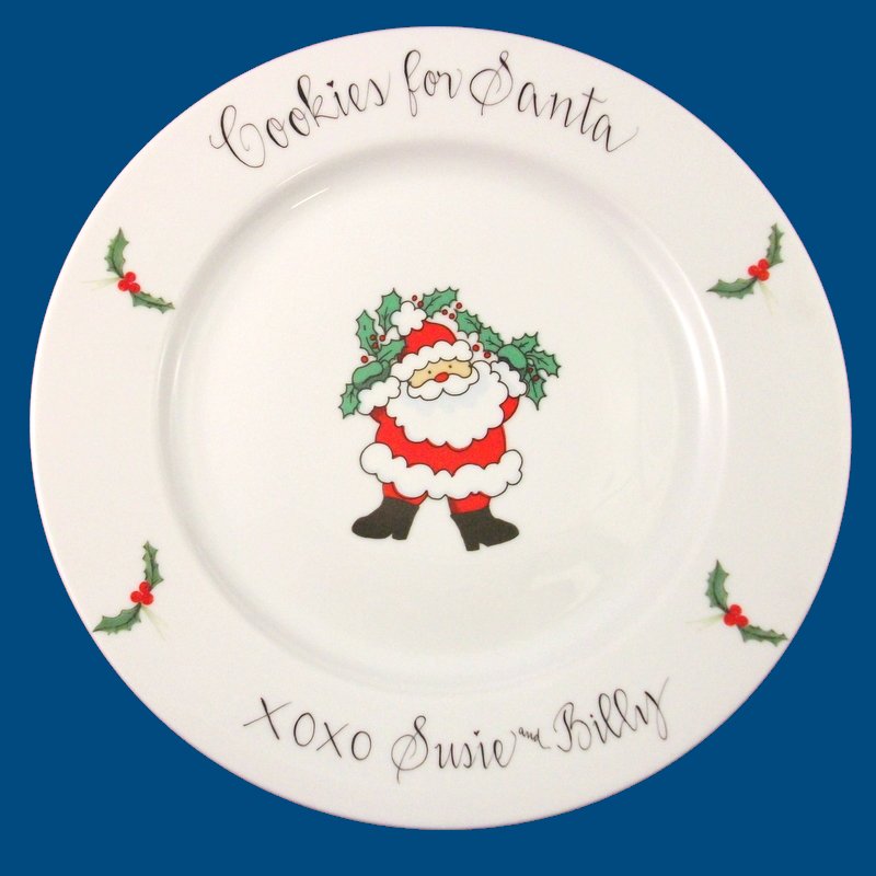 Personalized Hand Painted Round Porcelain Santa Plate*