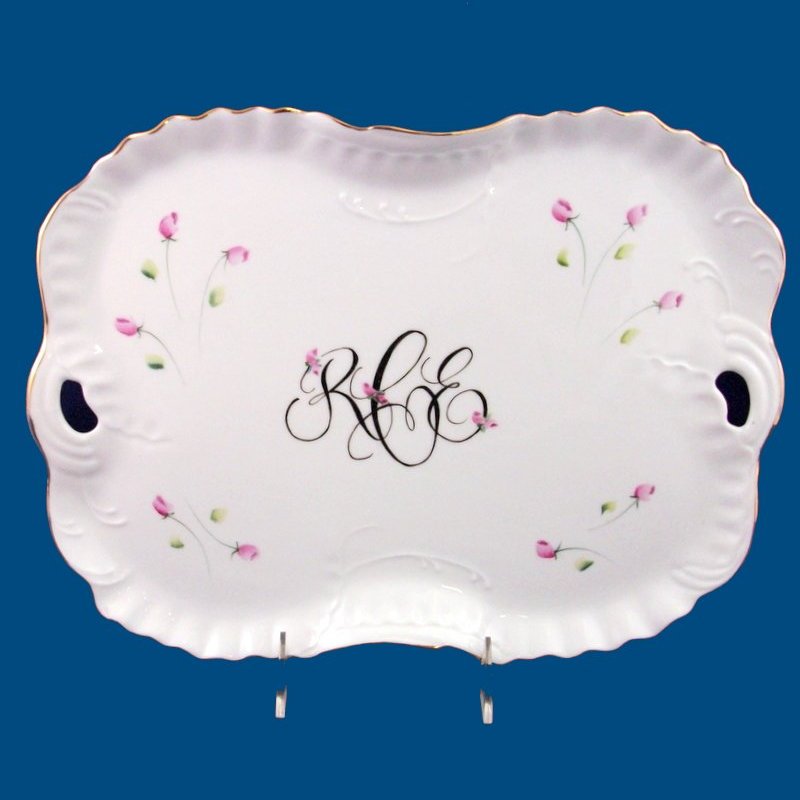 Personalized Hand Painted Porcelain Dresser Tray w Handles*