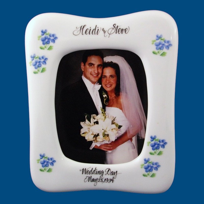 Personalized Hand Painted  Porcelain Wedding Picture Frame*