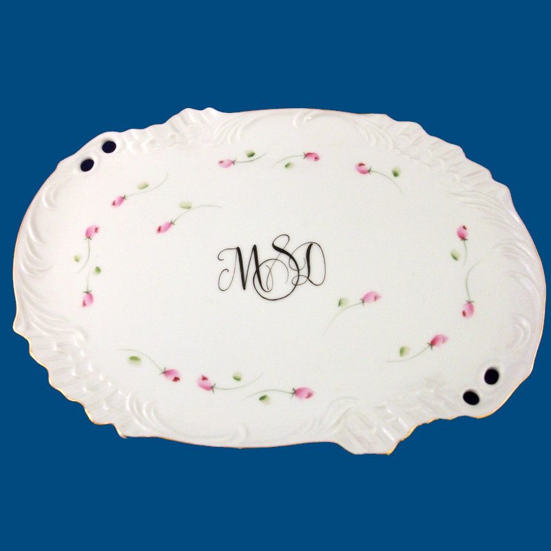 Personalized Hand Painted Porcelain Scrolled Tray* Perfect for Mother's Day!