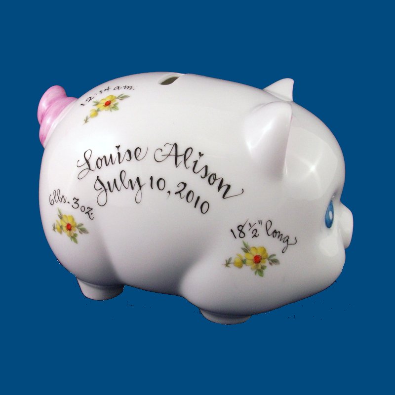 Piggy Bank with Yellow Daisies
