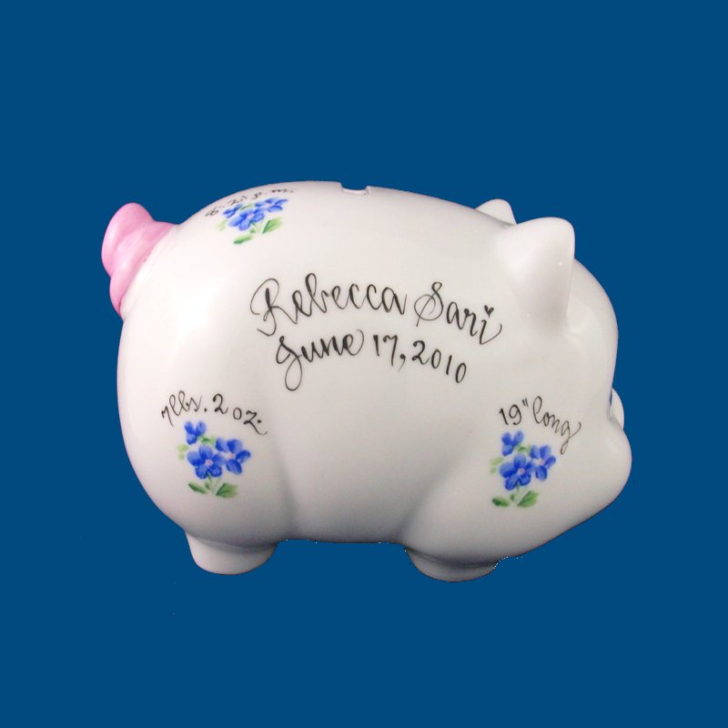 Piggy Bank with Blue Forget-me-nots