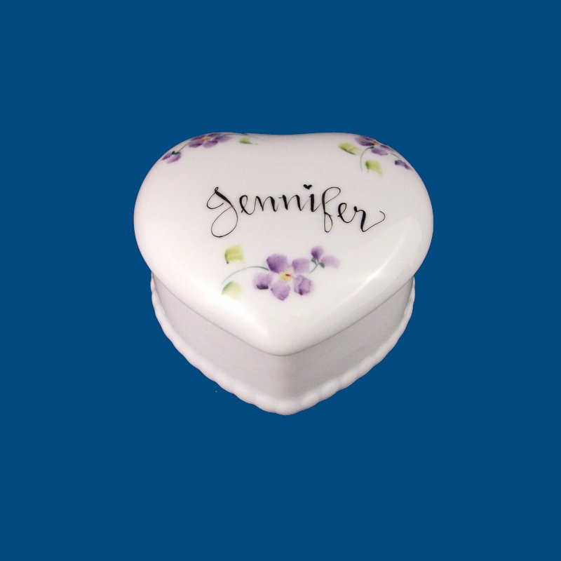 Personalized Hand Painted Medium Porcelain Heart Box*