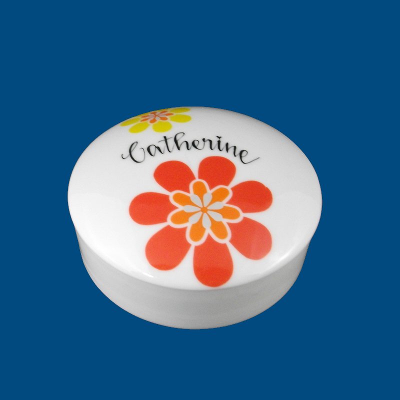 Personalized Hand Painted Funky Flower Porcelain  Box*