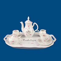 Personalized Hand Painted Porcelain Mini Tea Set w Rosebuds