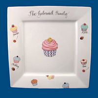 Personalized Hand Painted Porcelain Square Cupcake Plate