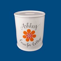 Personalized Hand Painted Porcelain Cylinder Coin Bank
