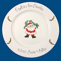 Personalized Hand Painted Round Porcelain Santa Plate