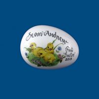 Personalized Hand PaintedPorcelain Easter Egg- Three  Baby Chicks*