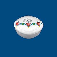 Oval Valentine Trinket Box with Hearts