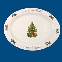 Personalized Hand Painted Oval Porcelain Christmas Tree Plate
