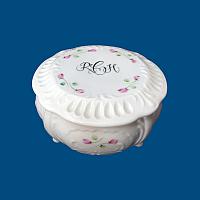 Personalized Hand Painted Large Round Porcelain Box on Legs