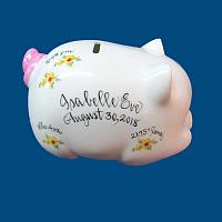 Personalized Hand Painted  Piggy Bank with Yellow Daisies*