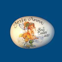 Personalized Hand Painted Porcelain Easter Egg with Daisy Fairy