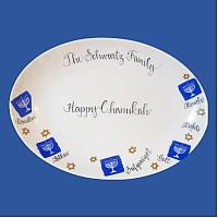 Personalized Hand Painted Porcelain Chanukah Platter-