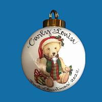 Hand Painted Personalized  Christmas Ball w/Baby Bear