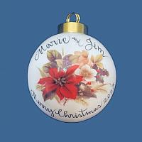 Personalized Hand Painted Porcelain Christmas Ball with Poinsettia