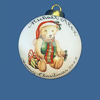 Hand Painted Personalized Christmas Ball w/Baby Bear
