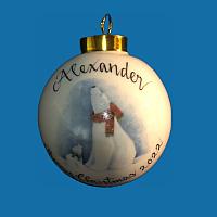 Hand Painted Personalized  Christmas Ball w/Polar Bear