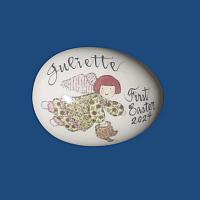 Personalized Hand Painted Easter Egg -PatchworK Angel