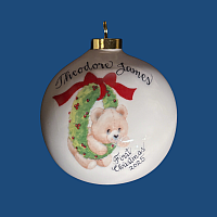 *NEW DESIGN Personalized OVERSIZED Christmas Ball with Teddy Bear and Wreath