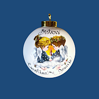 *NEW DESIGN*Personalized Christmas Ball with Angel "Sisters"