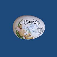 *NEW*Personalized Hand Painted Easter Egg with Resting Bunny and Violets