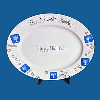 Personalized Hand Painted Porcelain Chanukah Platter-