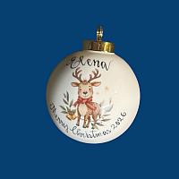 NEW Personalized Porcelain Christmas Ball with Holiday Reindeer