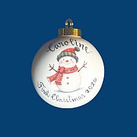 NEW Personalized Porcelain Christmas Ball with Adorable Snowman