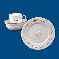 Personalized Hand Painted Porcelain Baby Dish Set with Floral Designs*