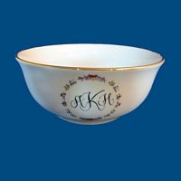 Personalized Hand Painted Porcelain Holiday Bowl with Monogram Initials