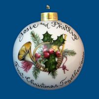 Hand Painted Personalized Christmas Ball w/ Horn