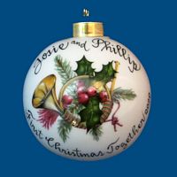 Hand Painted Personalized  Christmas Ball w/ Horn