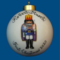 Personalized Hand Painted Porcelain Christmas Ball with King Nutcracker  Design