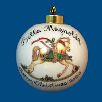 Personalized Hand Painted Porcelain Christmas Ball w/ Horse