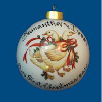 Personalized Hand Painted Christmas Ball w/ Geese