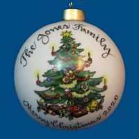 Personalized Hand Painted Porcelain Christmas Ball w/ Tree