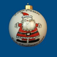 Personalized Hand Painted Porcelain Christmas Ball with Santa Design