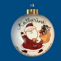 Personalized Hand Painted Porcelain Christmas Ball w/ Whimsical  Santa