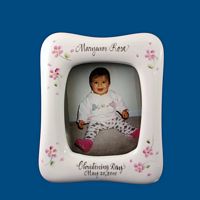 Personalized Hand Painted Porcelain Christening Frame