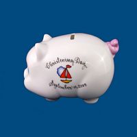 Personalized  Hand Painted Christening Porcelain Piggy Bank*