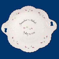 Personalized Hand Painted Porcelain Scrolled Cake Plate