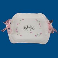 Personalized Hand Painted Porcelain Dresser Tray with Ribbons