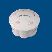 Personalized Hand Painted Porcelain Round Scalloped Box