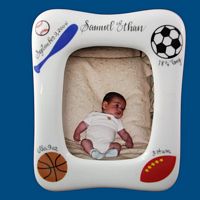 Personalized Hand Painted  Porcelain Baby Picture Frame with Sports*